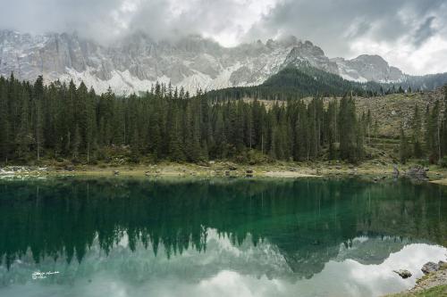 First snow on the mountains Lago Carezza- Settembre-2020
